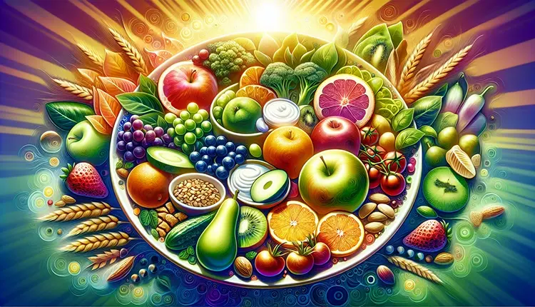 A plate of healthy and colorful food