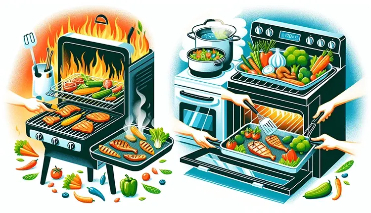 Healthy cooking methods illustration