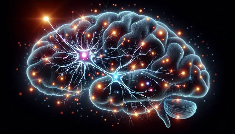 Illustration of dopamine signals in the brain