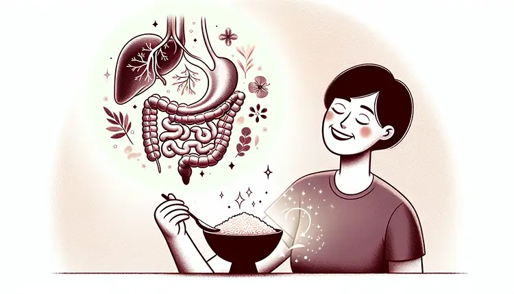 Illustration of konjac fiber aiding digestion